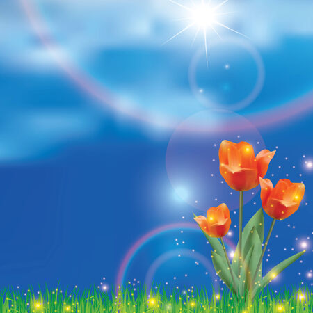 Beautiful realistic spring background のイラスト素材