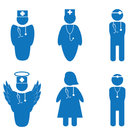 Vector illustration of nurse and doctors isolatedのイラスト素材