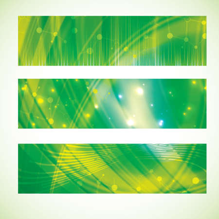 Abstract molecule banner set green yellow abstract colorsのイラスト素材