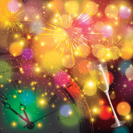 Abstract winter New Year background with fireworks and blurred lightsのイラスト素材