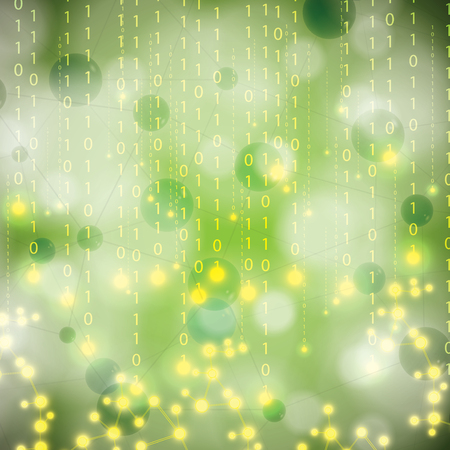 Abstract molecule green matrix background のイラスト素材