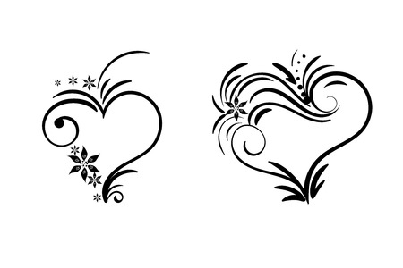 Hand drawn vector swirl heart elementsのイラスト素材