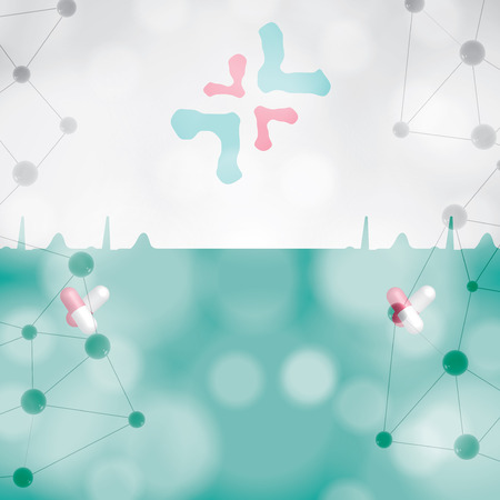 Abstract medical hospital pharmacy sign turquoise editable backgroundのイラスト素材