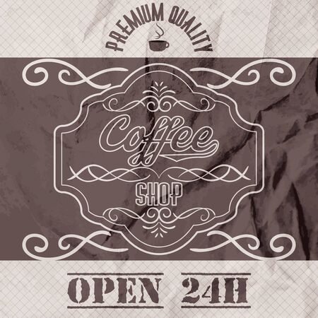 Vector illustration of a retro vintage coffee shop crumpled paper brochureのイラスト素材