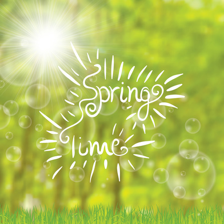 Abstract spring time trees forest green backgroundのイラスト素材