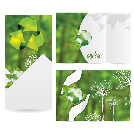 Vector Brochure Layout Design Template green environmentalのイラスト素材