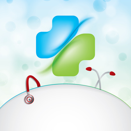 Abstract blue green medical pharmacy cign molecules backgroundのイラスト素材