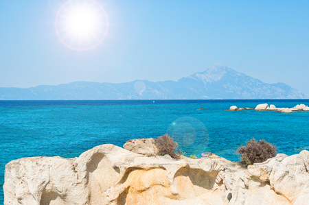 Amazing beach Greece Sartiの写真素材