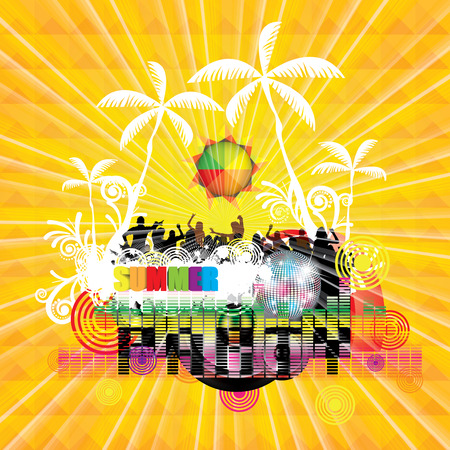 Summer beach Party flyer design illustrationのイラスト素材