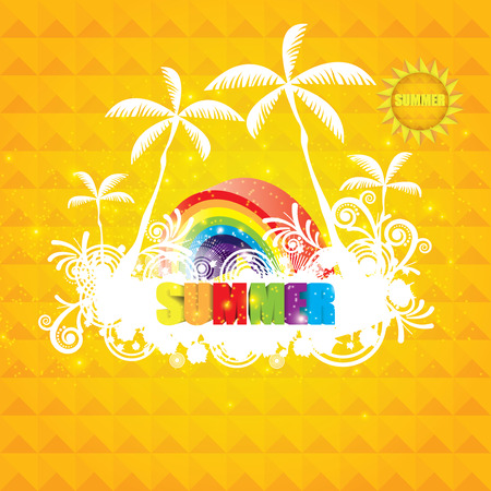 Warm orange summer colorful background with sunのイラスト素材