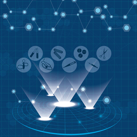 Abstract medical web blue icons setのイラスト素材