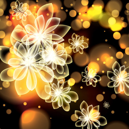 Colorful summer spring glowing flowers backgroundのイラスト素材