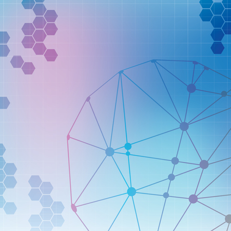 Abstract molecule blue colors backgroundのイラスト素材