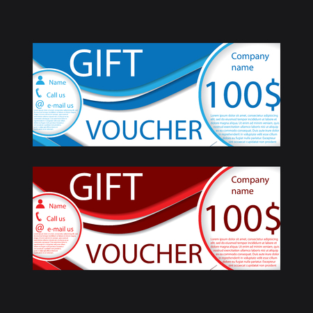 Gift voucher template blue and red colorsのイラスト素材