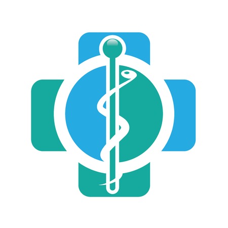 Abstract medical blue green pharmacy sign symbolのイラスト素材
