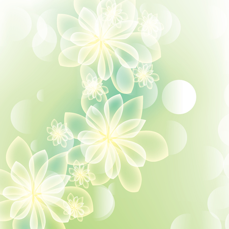 Green summer spring background with flowersのイラスト素材