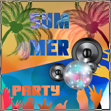 Summer beach colorful Party flyer design illustrationのイラスト素材