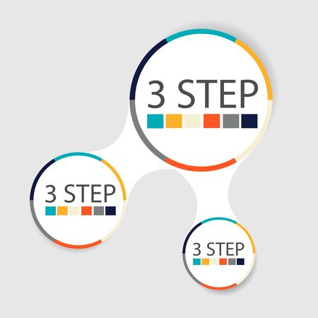 Modern circular infographics of 3 steps, segments for annual reports, charts, presentations, web design with symbols and space for text.のイラスト素材