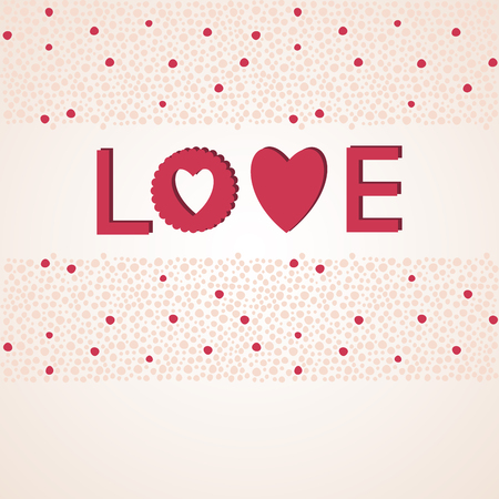 Romantic Love inscription with hearts on a bright  for the holiday Valentine's Day, Wedding Day and logoのイラスト素材