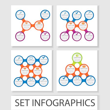 Set of vector circles and other elements for infographic. Template for cycle diagram, graph, presentation. Business conceptのイラスト素材