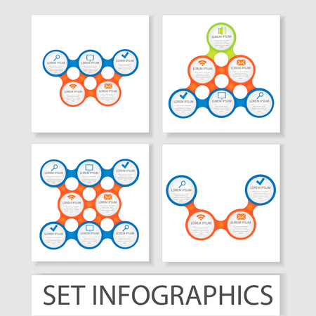 Set of vector circles and other elements for infographic. Template for cycle diagram, graph, presentation. Business conceptのイラスト素材