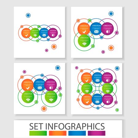 Set of vector circles and other elements for infographic. Template for cycle diagram, graph, presentation. Business conceptのイラスト素材