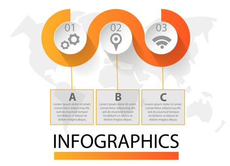 Infographics circular vector banner of 3 steps. Vector pattern of balls, bubbles for business presentations, design, education.のイラスト素材