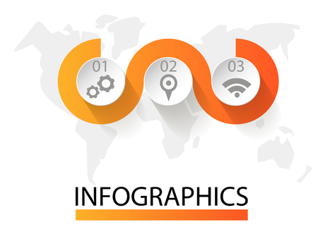 Infographics circular vector banner of 3 steps. Vector pattern of balls, bubbles for business presentations, design, education.のイラスト素材
