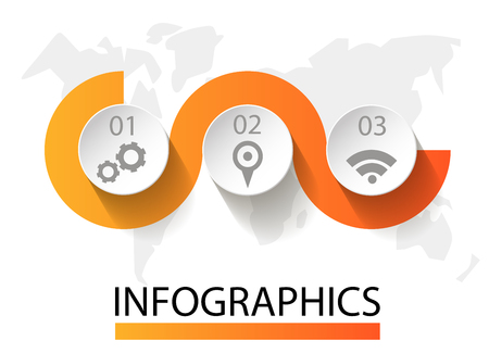 Infographics circular vector banner of 3 steps. Vector pattern of balls, bubbles for business presentations, design, education.のイラスト素材
