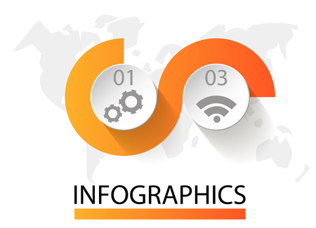 Infographics circular vector banner of 2 steps. Vector pattern of balls, bubbles for business presentations, design, education.のイラスト素材