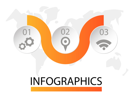 Infographics circular vector banner of 3 steps. Vector pattern of balls, bubbles for business presentations, design, education.のイラスト素材