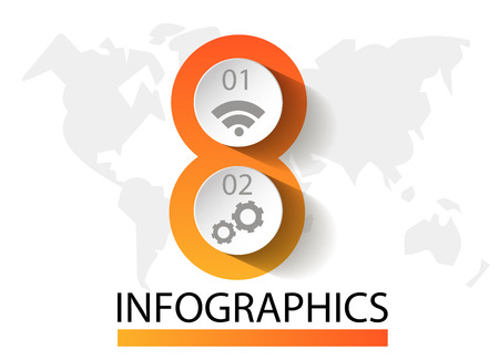 Infographics circular vector banner of 2 steps. Vector pattern of balls, bubbles for business presentations, design, education.のイラスト素材