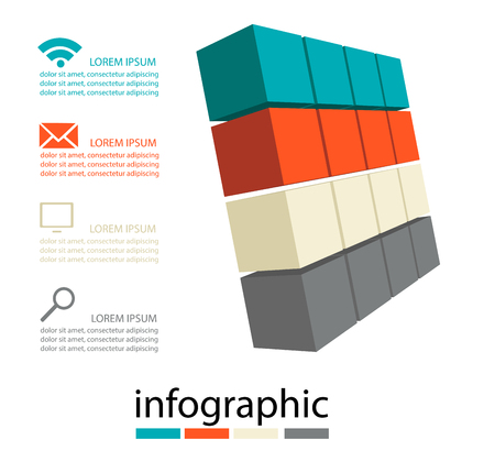 Abstract vector illustration, infographics. Composition 3D from colored cubes. Background in design, logo, card, flyer, business card posterのイラスト素材