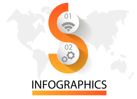 Infographics circular vector banner of 2 steps. Vector pattern of balls, bubbles for business presentations, design, education.のイラスト素材