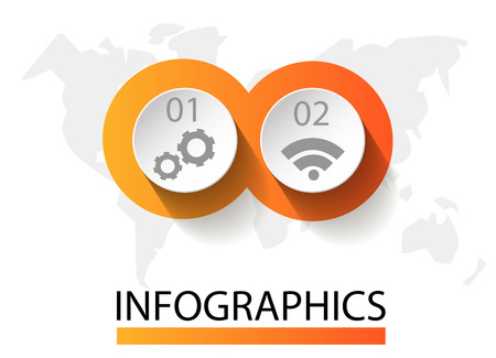 Infographics circular vector banner of 2 steps. Vector pattern of balls, bubbles for business presentations, design, education.のイラスト素材