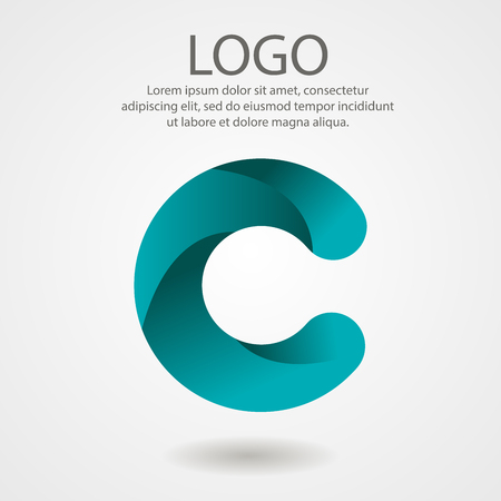 Vector abstract logo. Turquoise circle concept. Letter C. Color signのイラスト素材
