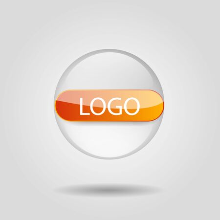 Vector illustration of logo in the form of glass, transparent circle with sign and place for text. Use in design.のイラスト素材