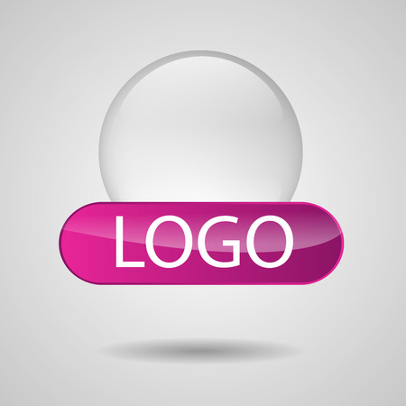 Vector illustration of logo in the form of glass, transparent circle with sign and place for text. Use in design.のイラスト素材