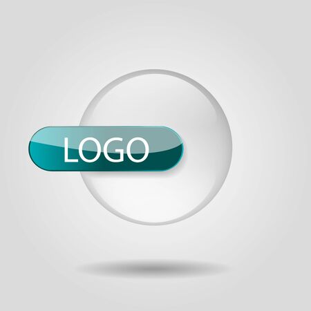 Vector illustration of logo in the form of glass, transparent circle with sign and place for text. Use in design.のイラスト素材