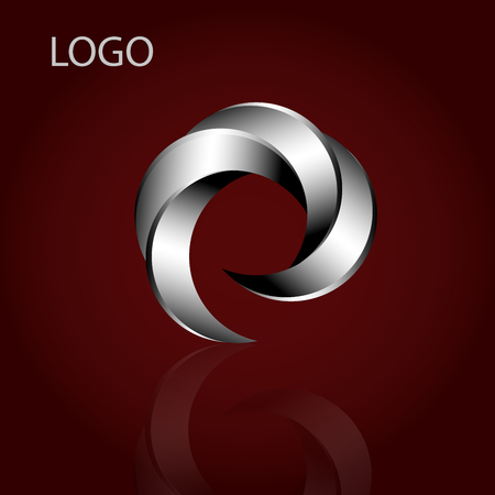 Vector illustration in the form of silver semicircle logo on red background.のイラスト素材