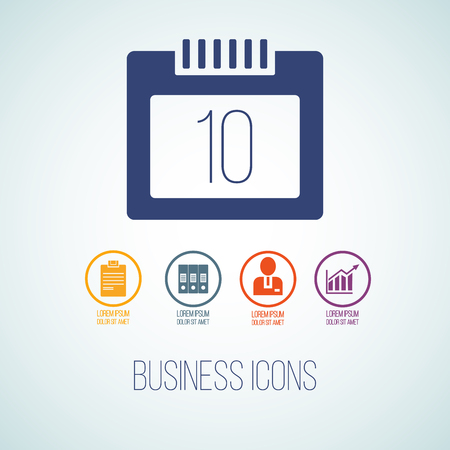 Vector illustration of business icon in the form of calendar. Additional symbols for business.のイラスト素材