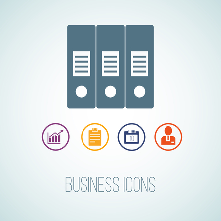 Vector illustration of business icon in the form of folder. Additional symbols for business.のイラスト素材