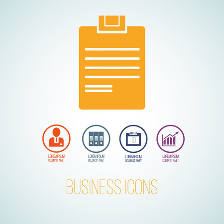 Vector illustration of business icon in the form of tablet for writing. Flat additional symbols for business and web graphics.のイラスト素材