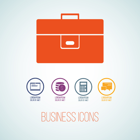 Vector illustration of business icon in the form of briefcase. Flat additional symbols for business and web graphics.のイラスト素材