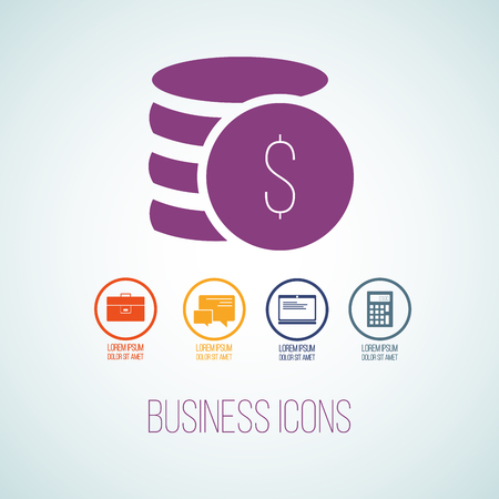 Vector illustration of business icon in the form of money and cents. Flat additional symbols for business and web graphics.のイラスト素材