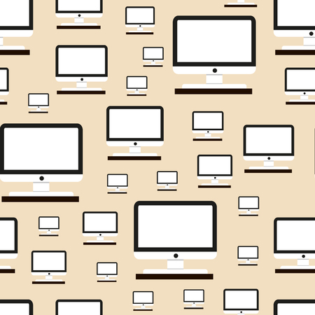 Pattern of white computer monitor on light background as wallpaper for websites, griffin and design.のイラスト素材