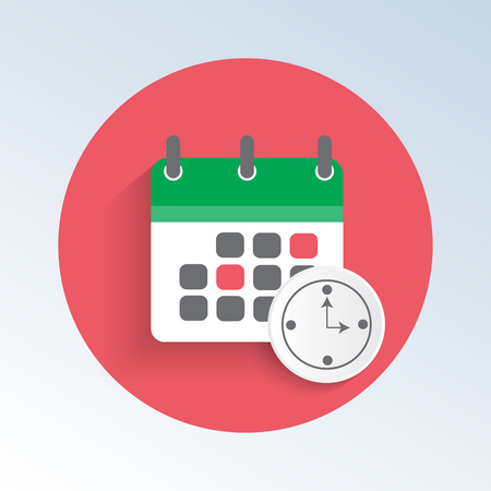 Vector illustration as calendar with clock in the circle as an icon.のイラスト素材
