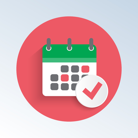 Vector illustration as calendar with tick, mark as an icon. Flat design.のイラスト素材