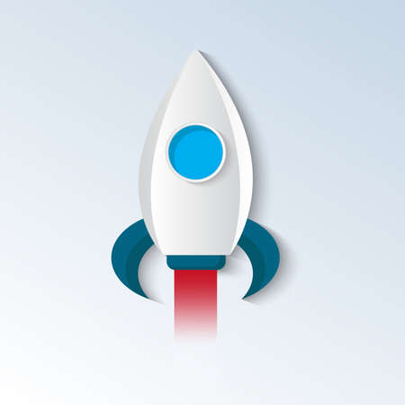 Vector illustration of space rocket on blue background.のイラスト素材