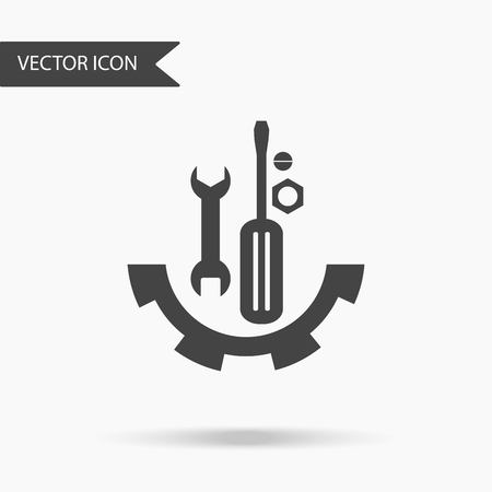 A Vector business icon screwdriver, wrench, gear and nut. Icon for for annual reports, charts, presentations, workflow layout, banner, number options, step up options, web designのイラスト素材